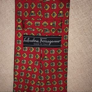 Salvador Ferragammo red tie with gold design